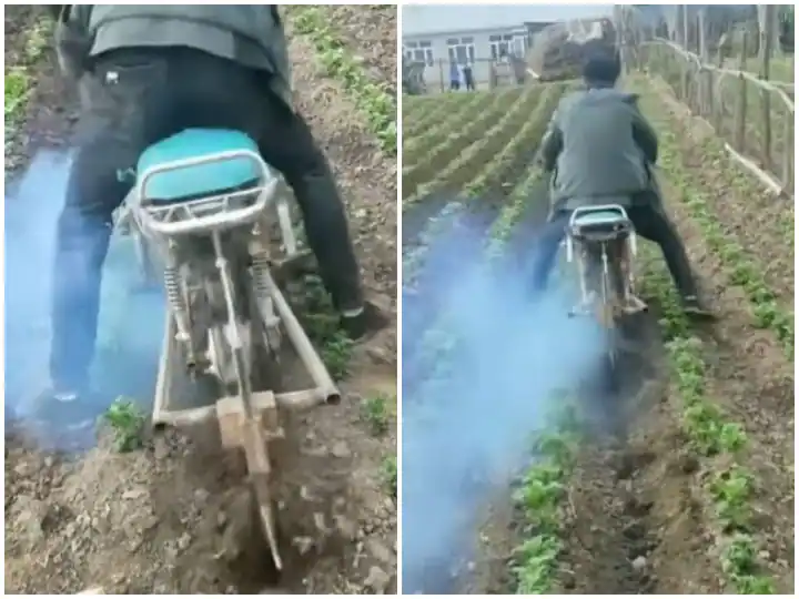 Trending : Farmer put the plow in the bike by applying desi jugaad ਕਿਸਾਨ ਨੇ ਦੇਸੀ ਜੁਗਾੜ ਲਾ ਕੇ ਬਚਾਏ ਪੈਸੇ, ਖੇਤ ਵਾਹੁਣ ਲਈ ਬਾਈਕ ਨਾਲ ਲਾ ਦਿੱਤਾ ਹਲ
