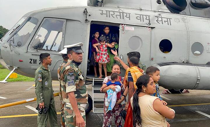 IAF helicopters evacuate 119 passengers from Ditokchera railway station in Assam's Dima Hasao district. (Image Source: PTI)