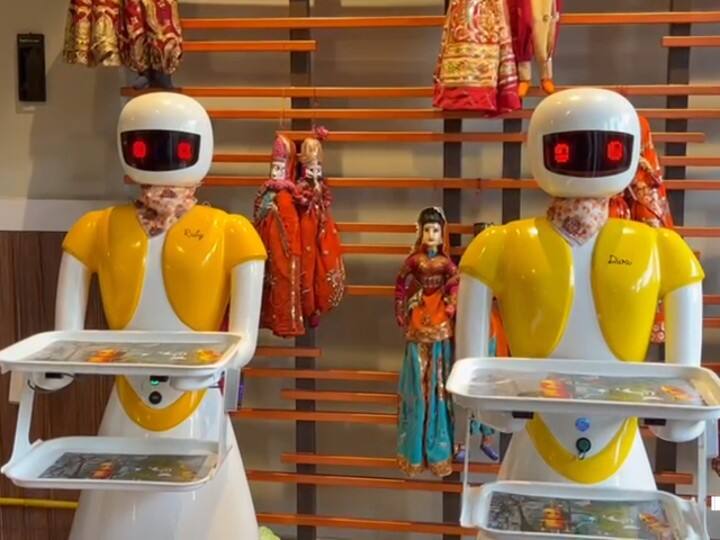 Robot Restaurant in Noida UP Robot serve food to people protection from Corona infection ANN Robot Restaurant: नोएडा के इस रेस्टोरेंट में नहीं सताएगा कोरोना का डर, आपके टेबल तक खाना पहुंचाएंगे रोबोट