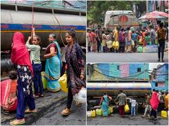 In Pics: दिल्ली के लक्ष्मी नगर इलाके में पानी के लिए लगी लोगों की भीड़, तस्वीरें आईं सामने