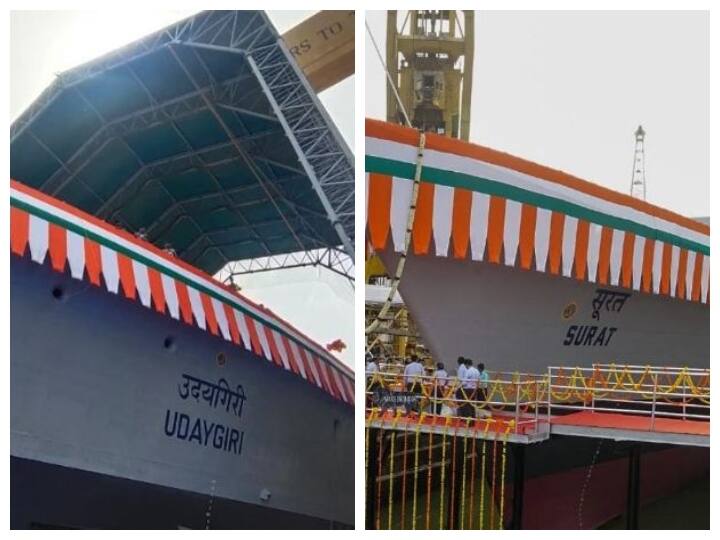 Warships: भारतीय नौसेना में जुड़े दो नए स्वदेशी वॉरशिप, जानें INS 'सूरत' और 'उदयगिरी' की क्या है खासियत? Defence Minister Rajnath Singh launches indigenous Navy destroyer warship INS Surat and Udaygiri Warships: भारतीय नौसेना में जुड़े दो नए स्वदेशी वॉरशिप, जानें INS 'सूरत' और 'उदयगिरी' की क्या है खासियत?