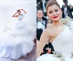 Cannes 2022 : रेड कार्पेटवर उर्वशी रौतेलाचं पदार्पण, रफल गाऊनमध्ये दिसतेय परी