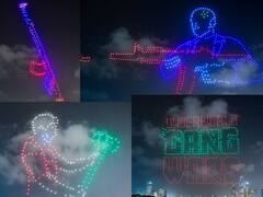 In Pics : मुंबईच्या आकाशात भव्य ड्रोन शो; 'अंडरवर्ल्ड गँग वॉर्स' गेमची झाली घोषणा