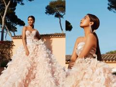 PHOTO : परी म्हणू की... कान्स रेड कार्पेटवर पूजा हेगडेच्या ग्लॅमरस अदा!