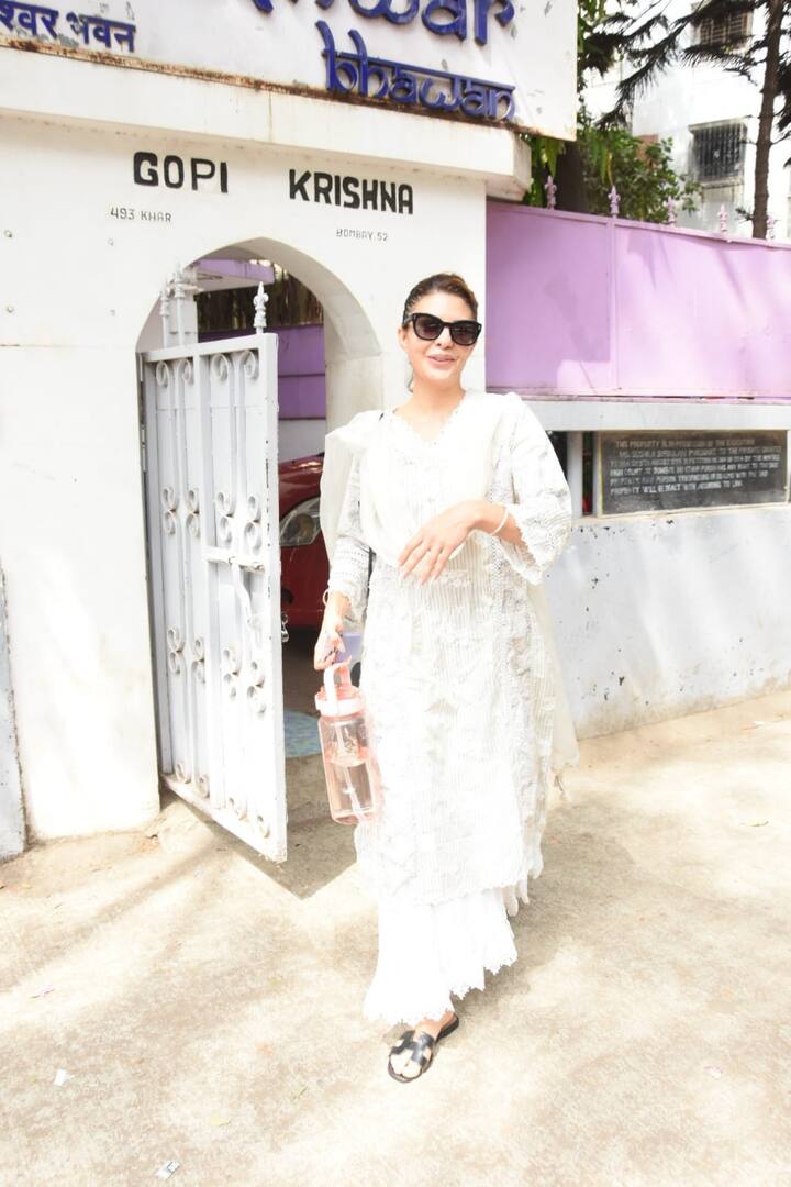 गाड़ी में बैठने से पहले जैकलीन ने मीडिया से बातचीत कर खूबसूरत पोजेज दिए.