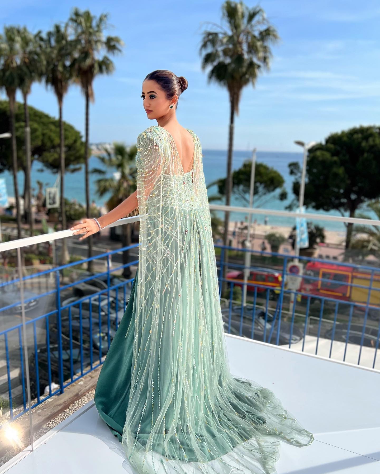 Helly Shah in a Glitzy Green Shimmery Gown Makes a Stylish Debut at Cannes  2022| See Photos