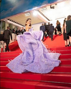 Cannes 2022 Photos: Check Out Hina Khan's Red Carpet Look In Lilac Gown
