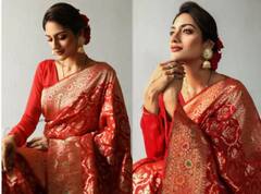 ਲਾਲ ਬਨਾਰਸੀ ਸਾੜੀ 'ਚ ਗਜ਼ਬ ਢਾਹ ਰਹੀ ਨੁਸਰਤ ਜਹਾਂ, ਤਸਵੀਰਾਂ 'ਚ ਦਿਖਿਆ ਖੂਬਸੂਰਤ ਲੁੱਕ