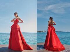 Deepika at Cannes 2022: लाल डीप नेक गाउनमध्ये दीपिका पदुकोणची ग्लॅमरस स्टाईल, पाहा खास लूक!