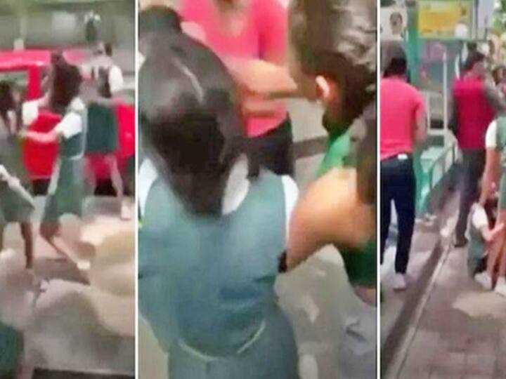 Karnataka School girls fight in Bangalore go viral as video surfaces on internet no comment from school Karnataka: ரோட்டுவாக்குல ரெண்டு காதல்!? ரத்தம் சொட்ட சொட்ட அடித்துக்கொண்ட பள்ளி மாணவிகள்!