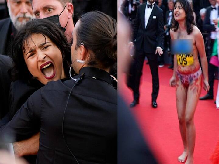 Cannes 2022: மேலாடையின்றி ஓடிய பெண்..! மொத்த கூட்டமும் ஷாக்! கேன்ஸ் பட விழாவில் பரபரப்பு.!