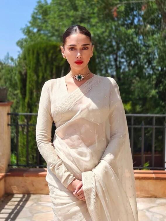 Cannes 2022: Aditi Rao Hydari Looks Royal In An Ivory Saree