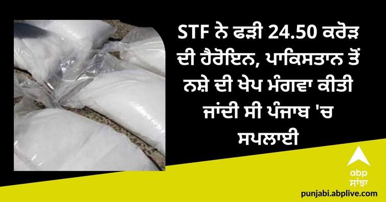 STF seizes heroin worth Rs 24.50 crore, consignment of drugs from Pakistan was supplied to Punjab STF ਨੇ ਫੜੀ 24.50 ਕਰੋੜ ਦੀ ਹੈਰੋਇਨ, ਪਾਕਿਸਤਾਨ ਤੋਂ ਨਸ਼ੇ ਦੀ ਖੇਪ ਮੰਗਵਾ ਕੀਤੀ ਜਾਂਦੀ ਸੀ ਪੰਜਾਬ 'ਚ ਸਪਲਾਈ