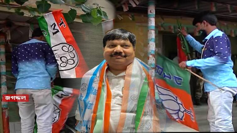 As Arjun Singh preparing for returning to TMC BJP flags banner removed from his house in Jagaddal and party office Arjun Singh: 'বিজেপি-মুক্ত' অর্জুনের বাড়ি, পদ্ম-পতাকার জায়গায় জোড়াফুল ধ্বজা, খোলা হল মোদি-নাড্ডার ব্যানারও