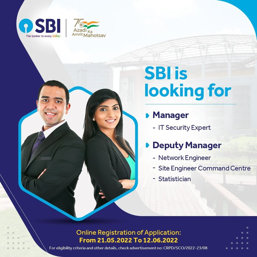 SBI Recruitment 2022 : स्टेट बँक ऑफ इंडियामध्ये मॅनेजर होण्याची संधी; लगेच करा अर्ज