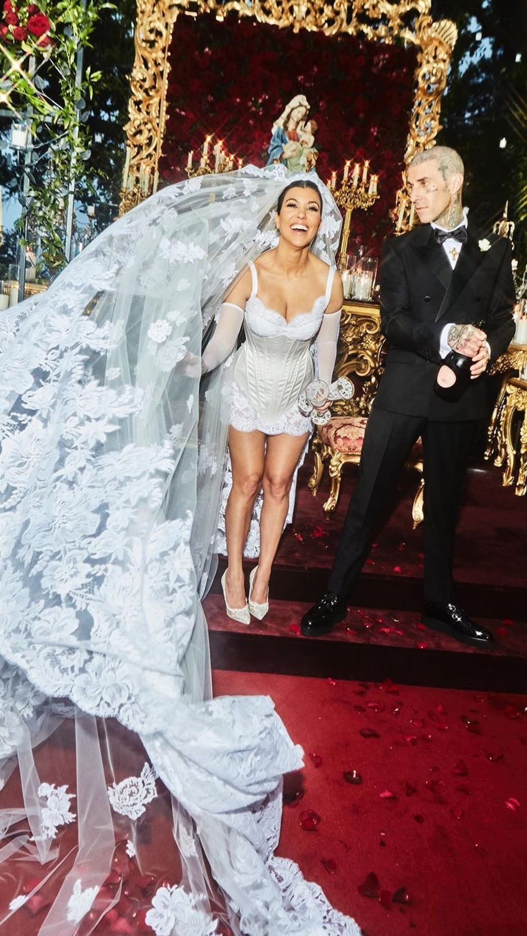 Kourtney Kardashian breaks down the inspiration behind her wedding dress -  Good Morning America