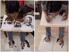 Watch: मलेशियाई कलाकार का हैरान कर देने वाला टैलेंट, दोनों हाथ-पैर और मुंह से बना रहा स्केच