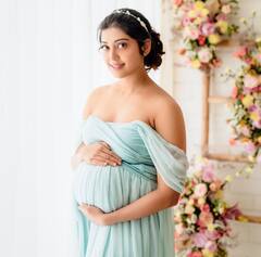 Pranitha Subhash ने कराया मैटरनिटी फोटोशूट, लाइट ब्लू ऑफ शोल्डर गाउन में लगीं परी जैसी खूबसूरत