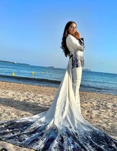 Cannes 2022: व्हाइट और ब्लैक पैंटसूट में हेली शाह लगी बेहद क्लासी, शेयर की कान्स से ये लेटेस्ट तस्वीरें