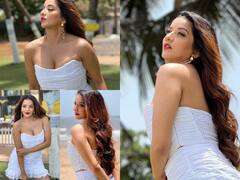 Monalisa New Photoshoot: ऑफ शोल्डर ड्रेस में बीच पर दिलकश पोज देती नजर आईं मोनालिसा, तस्वीरें हुई वायरल