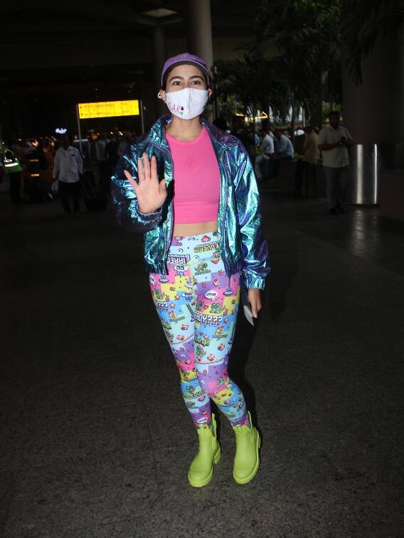 Sara Ali Khan Aces Airport Look In Funky Athleisure. Check Out Pics