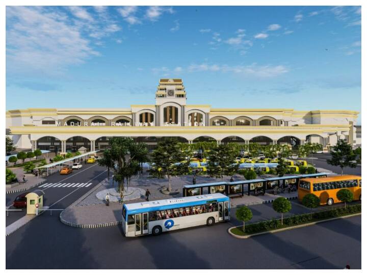This is a view of the Madurai Railway Station after its redevelopment. The project of revamp will be completed at a cost of Rs 1,800 crore. (Image: ANI)