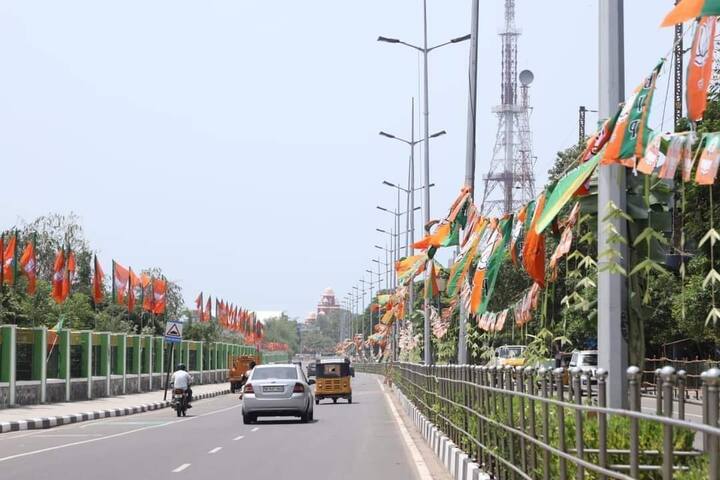 Chennai was all set to welcome PM Modi. (Image: Twitter/BJP Tamil Nadu)