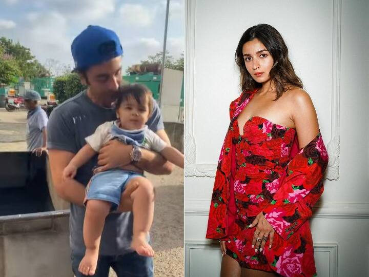 Ranbir Kapoor video playing with a baby viral on social media fans tag alia bhatt Ranbir Kapoor Video: बेबी को किस करते हुए रणबीर कपूर का वीडियो हुआ वायरल, फैंस ने आलिया भट्ट को किया टैग