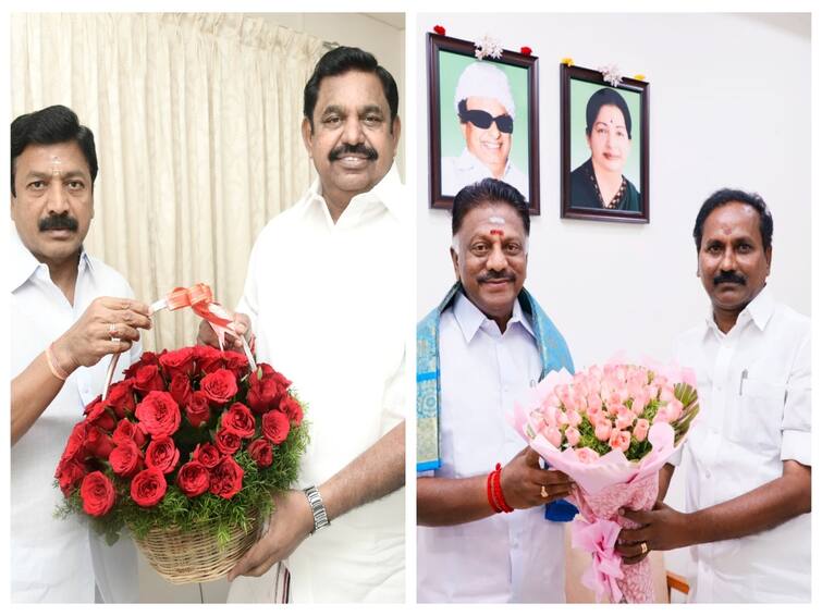 AIADMK MP, candidates met and greeted OPS and EPS AIADMK MP candidates: ஓபிஎஸ்-இபிஎஸ்.,யை சந்தித்து வாழ்த்து பெற்ற அதிமுக எம்.பி., வேட்பாளர்கள்!