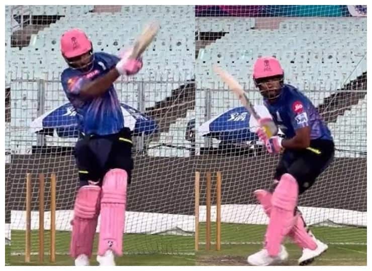 IPL 2022 Qualifier 2: Sanju Samson was in great form before the match against Bangalore, hit big sixes in the nets IPL 2022 Qualifier 2: बैंगलोर के खिलाफ मुकाबले से पहले शानदार फॉर्म में दिखे संजू सैमसन, नेट्स में लगाए लंबे-लंबे छक्के