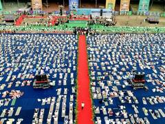 In Pics| Thousands Participate In Yoga Utsav At Hyderabad's Lal Bahadur Shastri Stadium