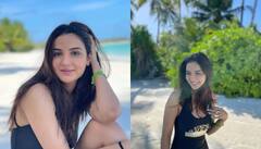 ਮਾਲਦੀਵ 'ਚ ਰੇਤ 'ਤੇ ਬੈਠੀ ਦਿਖੀ Jasmin Bhasin, ਬਲੈਕ ਸਵਿਮਸੂਟ 'ਚ ਦਿੱਤੇ ਕਾਲਤਾਨਾ ਪੋਜ਼
