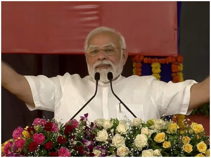 PM Narendra Modi public function at Rajkot in Gujarat says never let down of indian citizens facility of every person in last 8 years