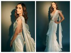 Manushi Chhillar Pics: व्हाइट साड़ी में अप्सरा सी खूबसूरत लगीं मानुषी छिल्लर, ट्रेडिशनल लुक जीत लेगा दिल
