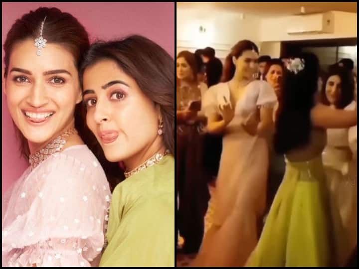 Kriti Sanon dance vide viral with sister Nupur Sanon Watch: दोस्त की शादी में बहन के साथ जमकर नाचीं कृति सेनन, 'गुर नाल इश्क मीठा' पर ऐसे लगाए ठुमके