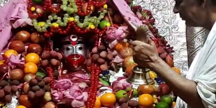 Tarapith Mandir Falharini Kalipujo Idol dressed up with fruits garland Tarapith: ফলের মালায় সেজে উঠলেন মা, ফলহারিণী অমাবস্যায় নিশিরাতে বিশেষ পুজো তারাপীঠে