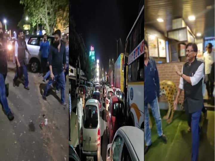 Shiv Sena leader Sanjay Raut got annoyed after getting stuck in traffic for one and a half hours, got out of the car and started walking on the highway दीड तास ट्रॅफिकमध्ये अडकल्याने संजय राऊत वैतागले, गाडीतून उतरुन हायवेवरुन चालत निघाले!