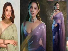 Tamanna Bhatia Pics: साड़ी में तमन्ना भाटिया के लुक ने किया फैंस को मदहोश, पतली कमर ने गिराईं बिजलियां