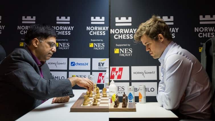 Norway Chess 2022 Blitz Viswanathan Anand beats Magnus Carlsen blitz event Norway Chess Norway Chess 2022 Blitz: প্রজ্ঞানন্দের পর এবার কার্লসেনকে হারিয়ে দিলেন বিশ্বনাথ আনন্দ