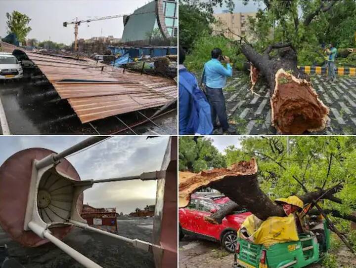 ਦਿੱਲੀ 'ਚ ਸੋਮਵਾਰ ਦੁਪਹਿਰ ਨੂੰ ਤੇਜ਼ ਮੀਂਹ ਅਤੇ ਗਰਜ ਨਾਲ ਲੋਕਾਂ ਨੂੰ ਗਰਮੀ ਤੋਂ ਰਾਹਤ ਤਾਂ ਮਿਲੀ, ਪਰ ਤਬਾਹੀ ਵੀ ਮਚ ਗਈ।ਇਸ ਨਾਲ ਸਮੁੱਚਾ ਜਨ-ਜੀਵਨ ਪ੍ਰਭਾਵਿਤ ਹੋ ਗਿਆ। ਤੇਜ਼ ਤੂਫ਼ਾਨ ਅਤੇ ਮੀਂਹ ਕਾਰਨ ਦਿੱਲੀ-ਐਨਸੀਆਰ ਦੇ ਕਈ ਇਲਾਕਿਆਂ ਵਿੱਚ ਰੁੱਖ ਡਿੱਗ ਪਏ। ਵਿਜੇ ਚੌਕ ਸਮੇਤ ਕਈ ਚੌਕਾਂ ’ਤੇ ਟ੍ਰੈਫਿਕ ਜਾਮ ਹੋ ਗਿਆ।