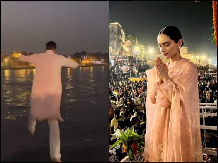 Akshay Kumar takes a dip in the Ganges after worshiping, the video is going viral Akshay Kumar in Banaras: पूजा करने के बाद गंगा में लगाई अक्षय कुमार ने डुबकी, वीडियो हो रही वायरल