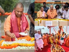 IN PICS | UP CM Yogi Adityanath Lays Foundation Stone For 2nd Phase Of Ram Mandir Construction