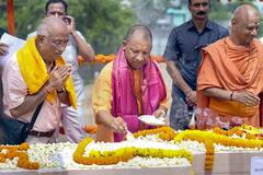 IN PICS | UP CM Yogi Adityanath Lays Foundation Stone For 2nd Phase Of Ram Mandir Construction