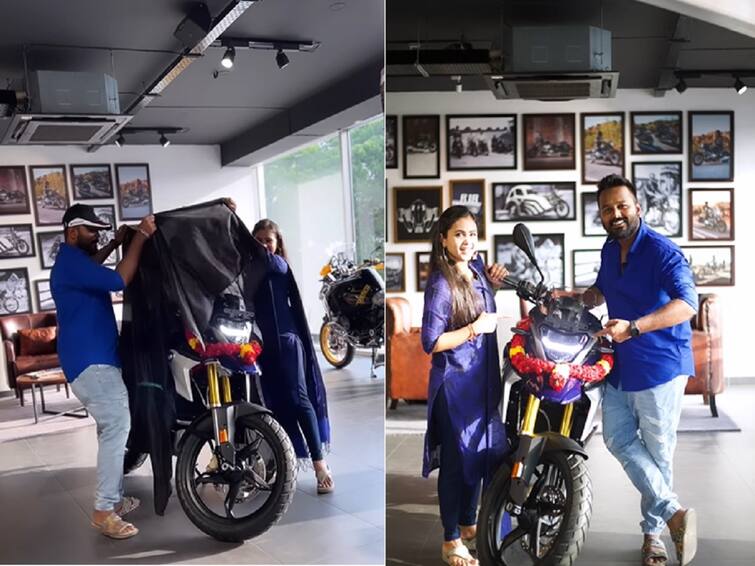 Manimegalai bought a new BMW bike video goes viral in Instagram Manimegalai Buy Bmw bike: போனது KTM... வந்தது பி.எம்.டபுள்.யூ - மணிமேகலை வாங்கிய புதிய பைக்..!