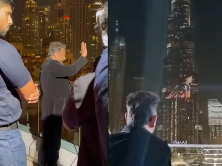 Actor kamalhassan watching vikram trailer in world's tallest screen, Burj Khalifa Watch video : துபாய் புர்ஜ் கலிஃபாவில் புயலென பாய்ந்த விக்ரம் ட்ரைலர்.. இதுல கமலை பாருங்களேன்..