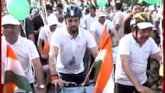 World Bicycle Day: Anurag Thakur flags off cycle rally; rides cycle himself | ABP News