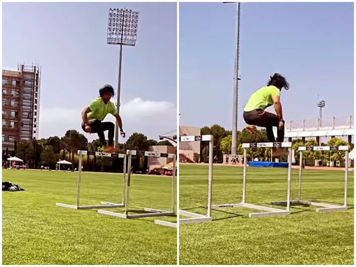 Neeraj Chopra did 10 hurdle jumps in 30 seconds video going viral Neeraj Chopra: 30 सेकंड में नीरज चोपड़ा ने लगाईं 10 हर्डल जंप, वायरल हो रहा वीडियो
