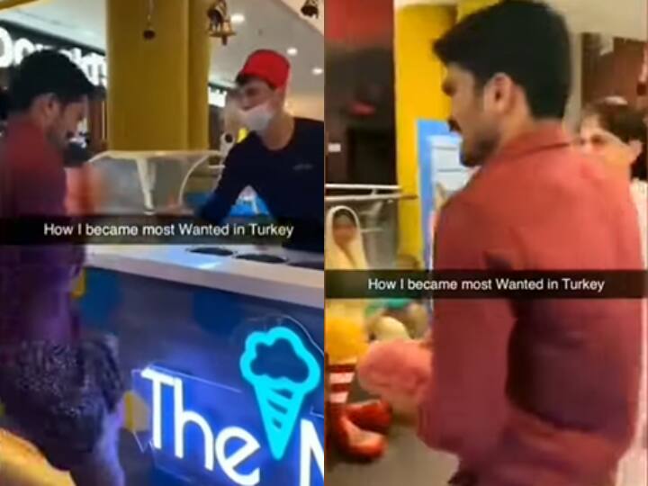 Indian man snatched ice cream from Turkish ice cream vendor video viral Watch: ये तो खेला हो गया! टर्किश आइसक्रीम बेचने वाले को मिली करारी शिकस्त, देखिए Video