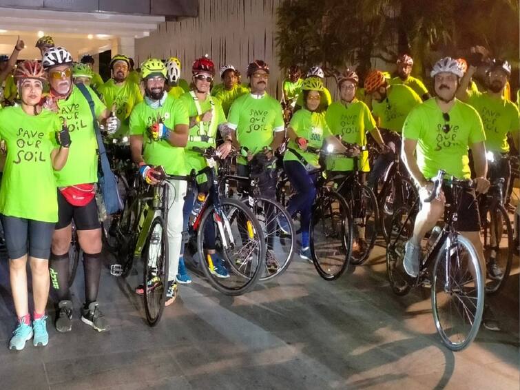 55 km awareness cycle rally emphasizing soil resource protection save soil Isha movement Cycle Rally:சென்னையில் மண்வள பாதுகாப்பை வலியுறுத்தி 55 கி.மீ விழிப்புணர்வு சைக்கிள் பேரணி..!