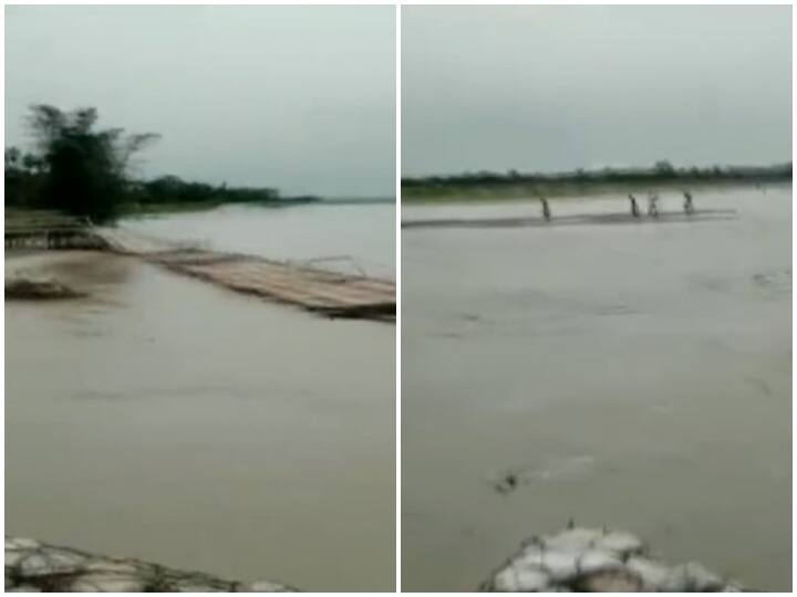 Assam Locals rescued four people who were washed with bamboo bridge in river rises Assam: जलस्तर बढ़ने से नदी में बांस के पुल के साथ बहे 4 लोग, स्थानीय लोगों ने समय रहते जिंदा बचाया